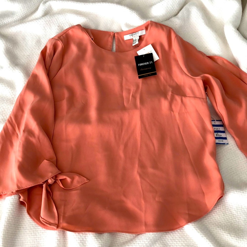 Forever 21 Salmon Blouse With Beautiful Detail